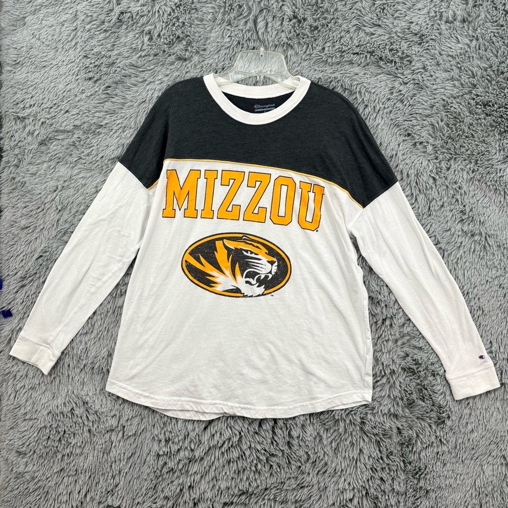 Mizzou Tigers Tshirt Men Large Champion Long Sleeve Missouri Gold Black Football